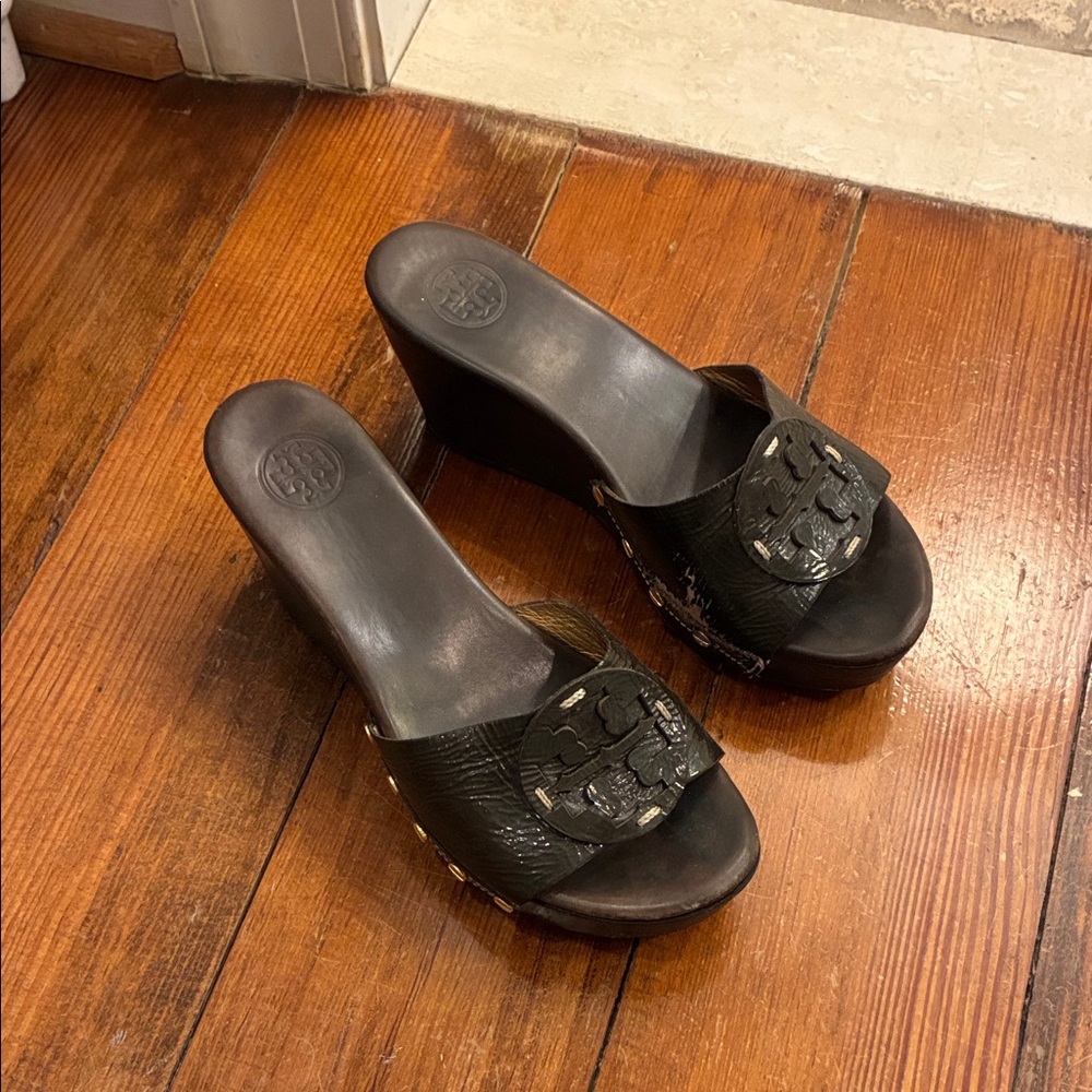 Black Wedge Sandals